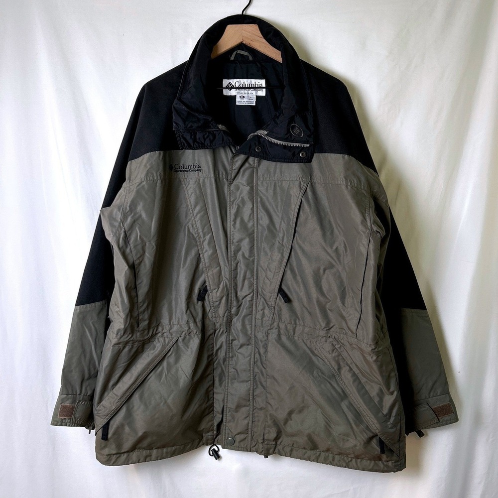 Columbia Mens Double Whammy Colorblock Parka Jacket Size XL Gray Black Outdoor